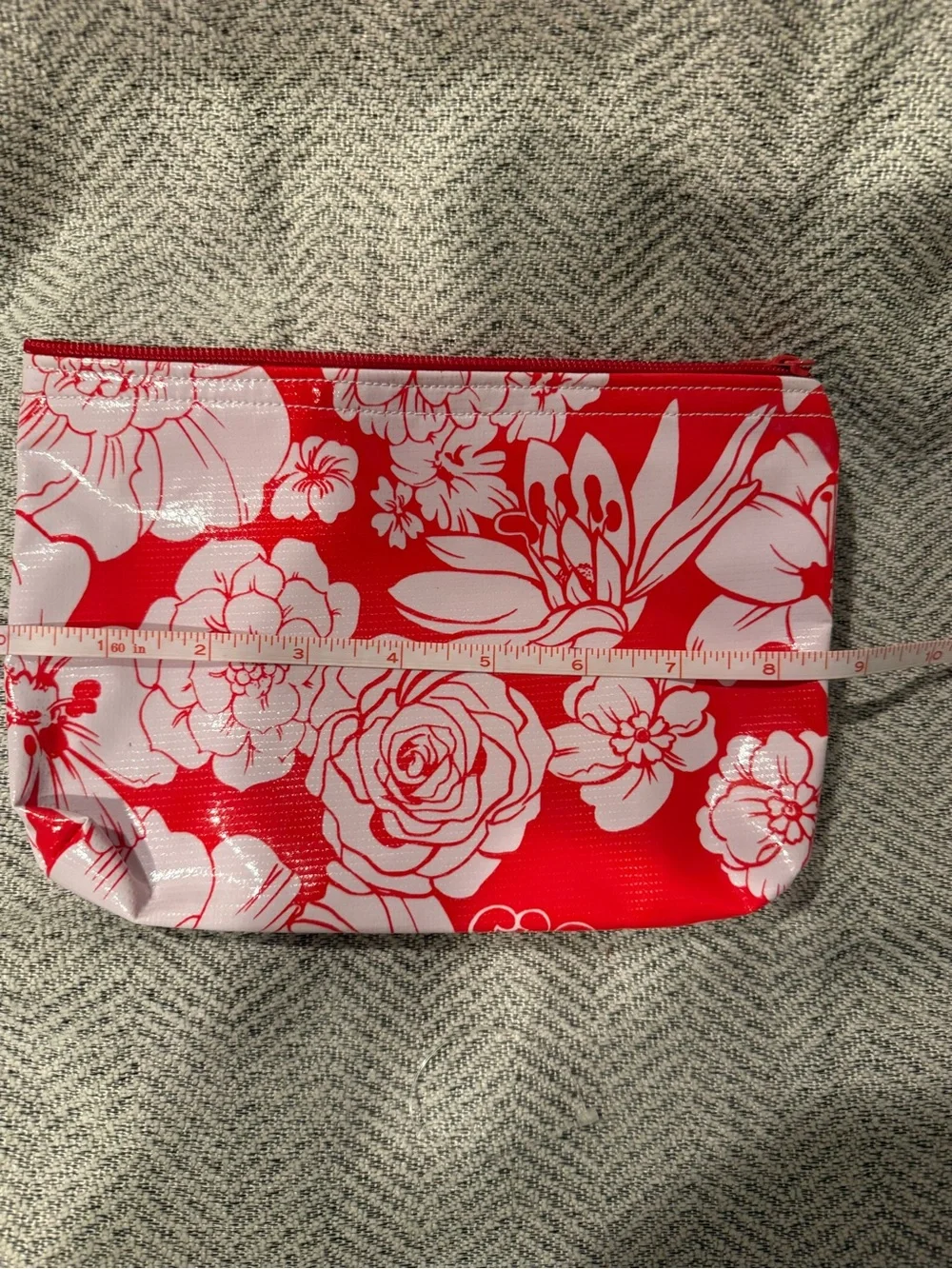 Red and White Floral Pouch Set - Women Accessories